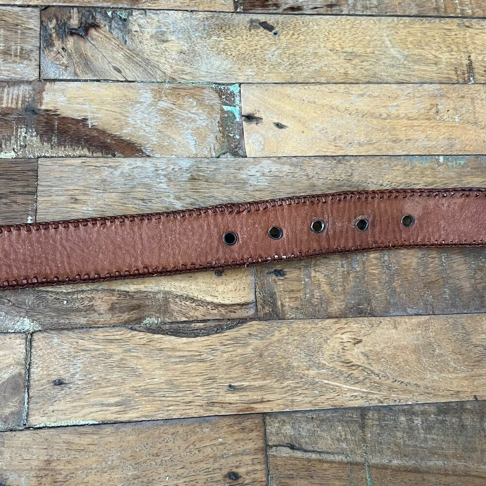 The Leather Belt 34 Handcrafted Multicolor Southwestern Woven Vintage - Picture 9 of 13
